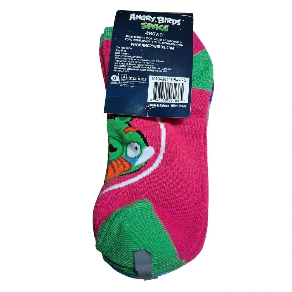 Angry Birds Space Low Rise Socks 5-Pair Pack Size 9-11 Multicolor Cartoon New